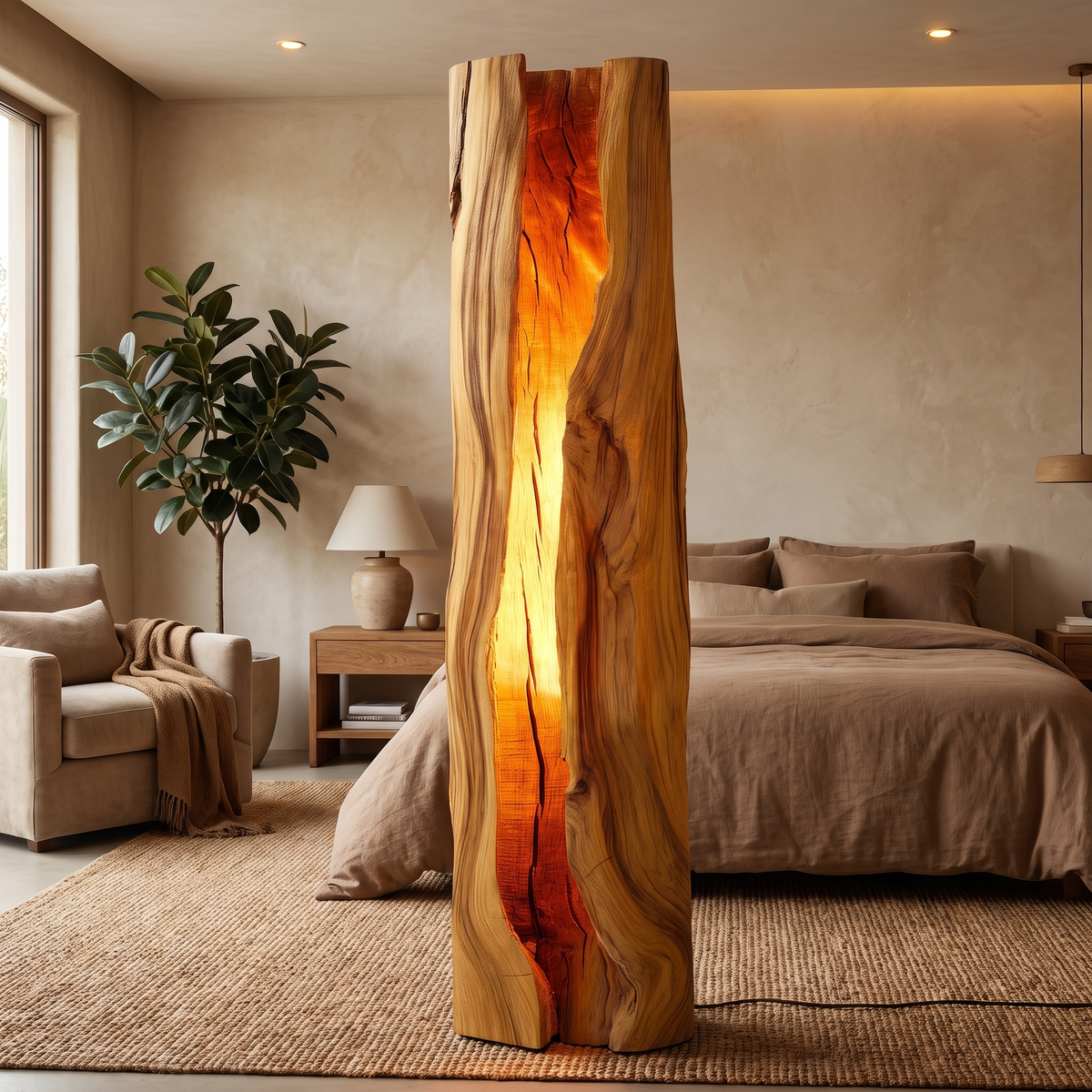 Solvaryn Sculpted Live Edge Integrated LED Wood Floor Lamp